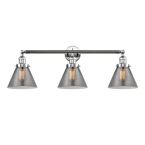 Cone Bath Vanity Light shown in the Polished Chrome finish with a Plated Smoke shade