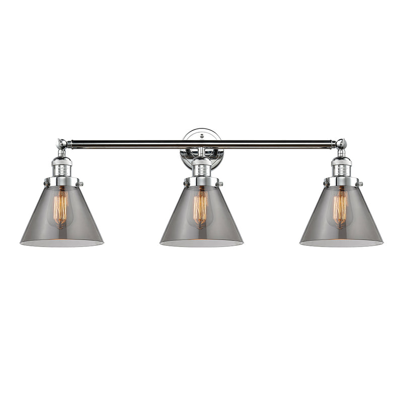 Cone Bath Vanity Light shown in the Polished Chrome finish with a Plated Smoke shade