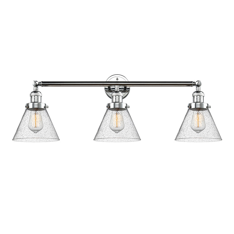 Cone Bath Vanity Light shown in the Polished Chrome finish with a Seedy shade