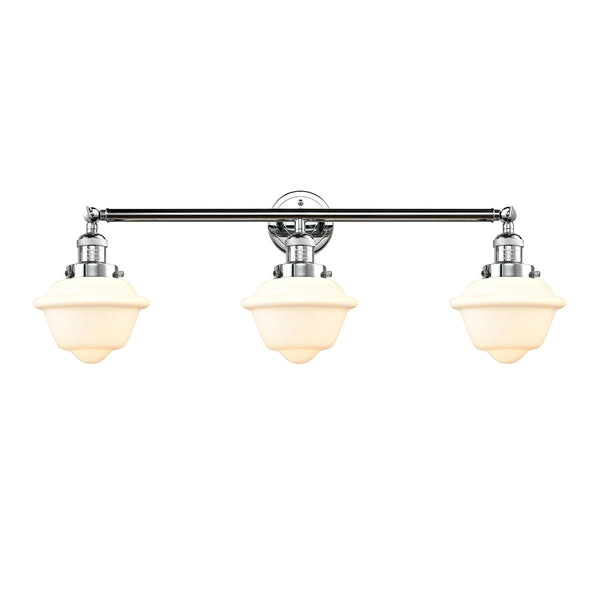 Oxford Bath Vanity Light shown in the Polished Chrome finish with a Matte White shade