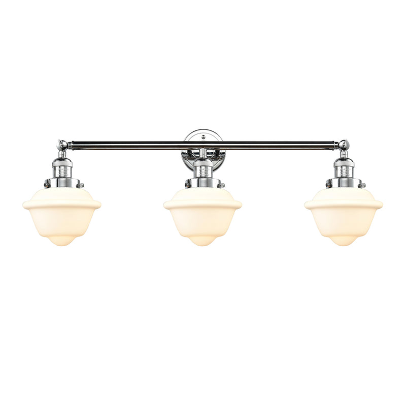 Oxford Bath Vanity Light shown in the Polished Chrome finish with a Matte White shade