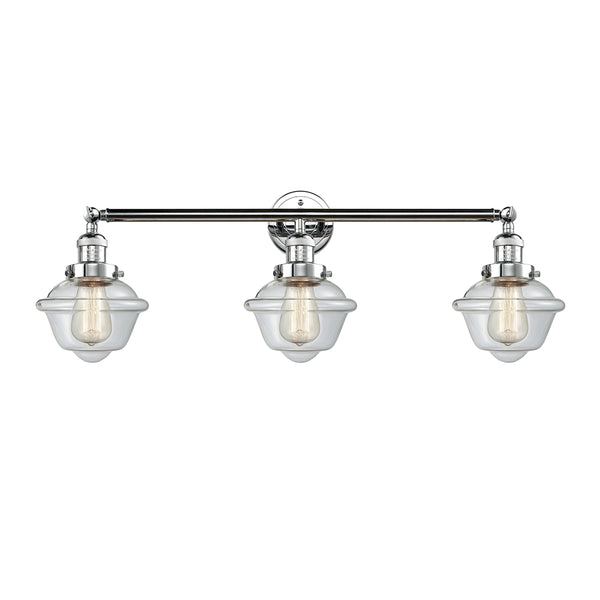 Oxford Bath Vanity Light shown in the Polished Chrome finish with a Clear shade