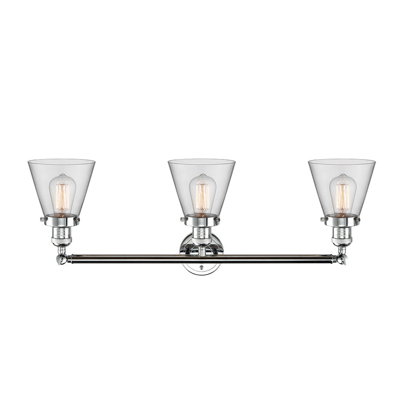 Innovations Lighting Small Cone 3 Light Bath Vanity Light Part Of The Franklin Restoration Collection 205-PC-G62