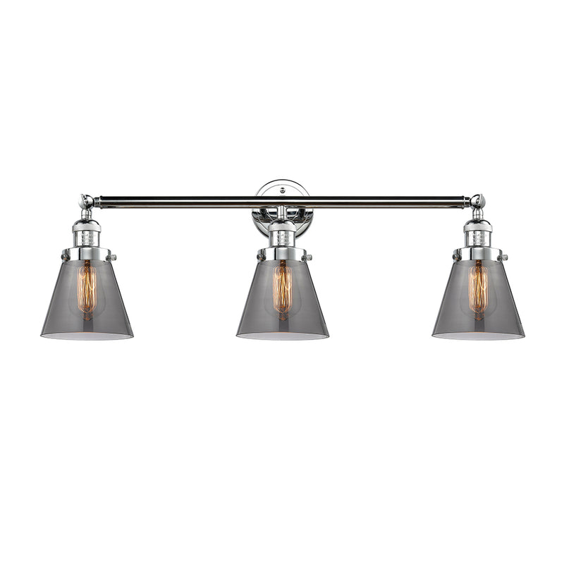 Cone Bath Vanity Light shown in the Polished Chrome finish with a Plated Smoke shade