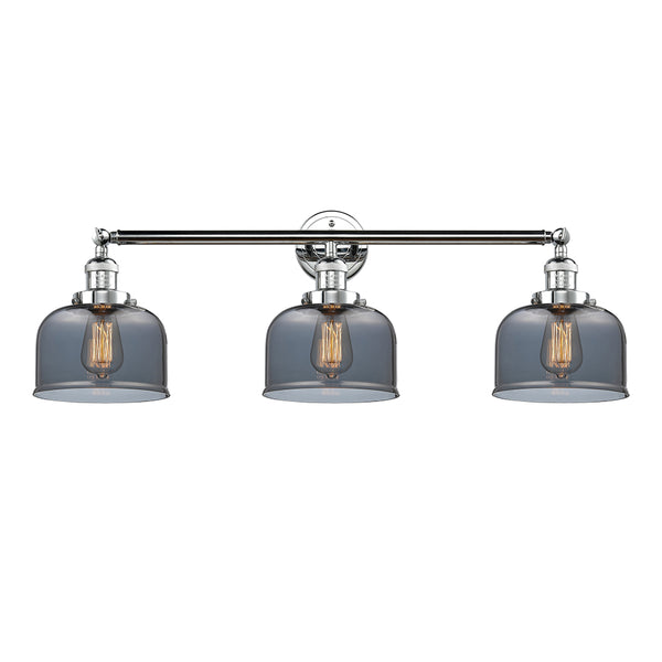 Bell Bath Vanity Light shown in the Polished Chrome finish with a Plated Smoke shade