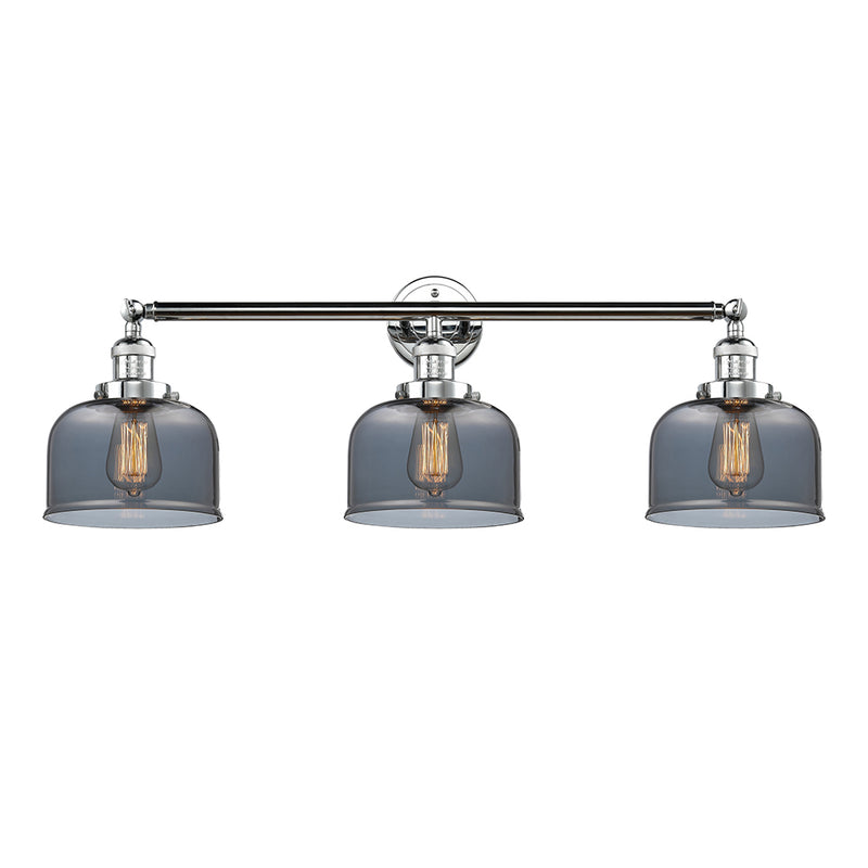 Bell Bath Vanity Light shown in the Polished Chrome finish with a Plated Smoke shade
