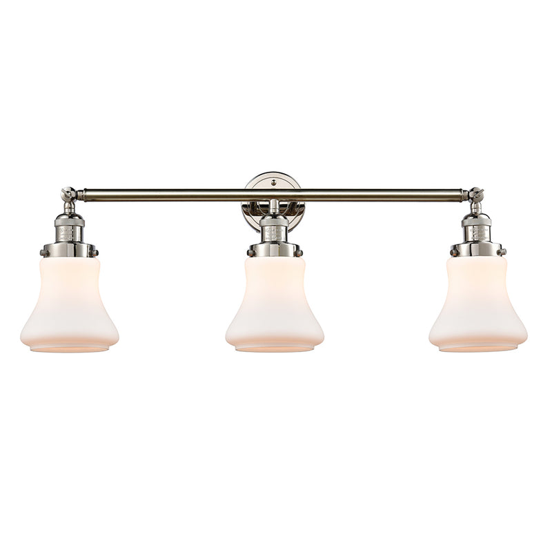 Bellmont Bath Vanity Light shown in the Polished Nickel finish with a Matte White shade