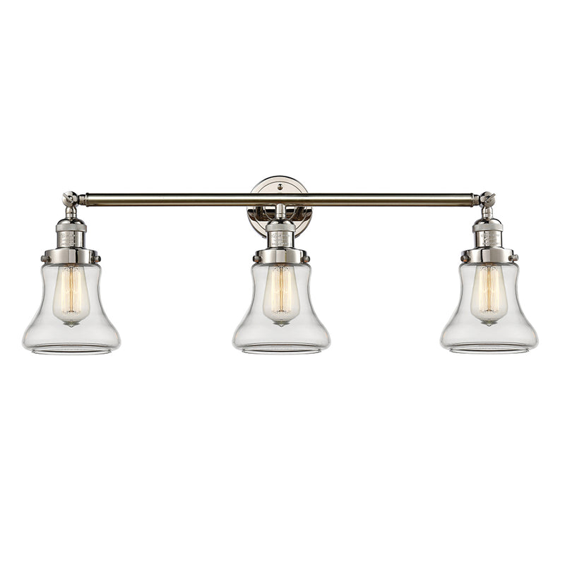 Bellmont Bath Vanity Light shown in the Polished Nickel finish with a Clear shade