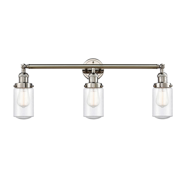 Dover Bath Vanity Light shown in the Polished Nickel finish with a Seedy shade