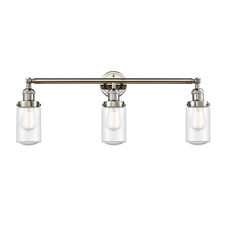 Dover Bath Vanity Light shown in the Polished Nickel finish with a Seedy shade