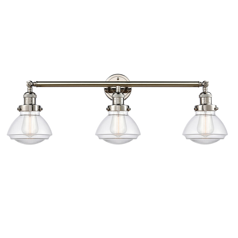 Olean Bath Vanity Light shown in the Polished Nickel finish with a Clear shade