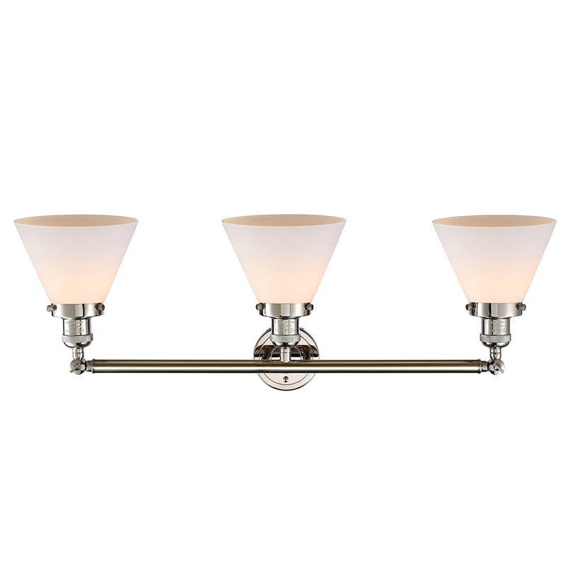 Innovations Lighting Large Cone 3 Light Bath Vanity Light Part Of The Franklin Restoration Collection 205-PN-G41-LED