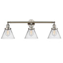 Cone Bath Vanity Light shown in the Polished Nickel finish with a Clear shade