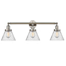 Cone Bath Vanity Light shown in the Polished Nickel finish with a Seedy shade