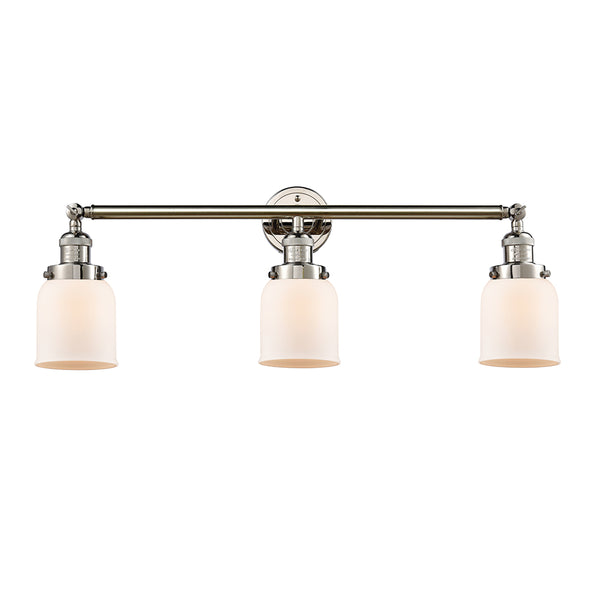 Bell Bath Vanity Light shown in the Polished Nickel finish with a Matte White shade