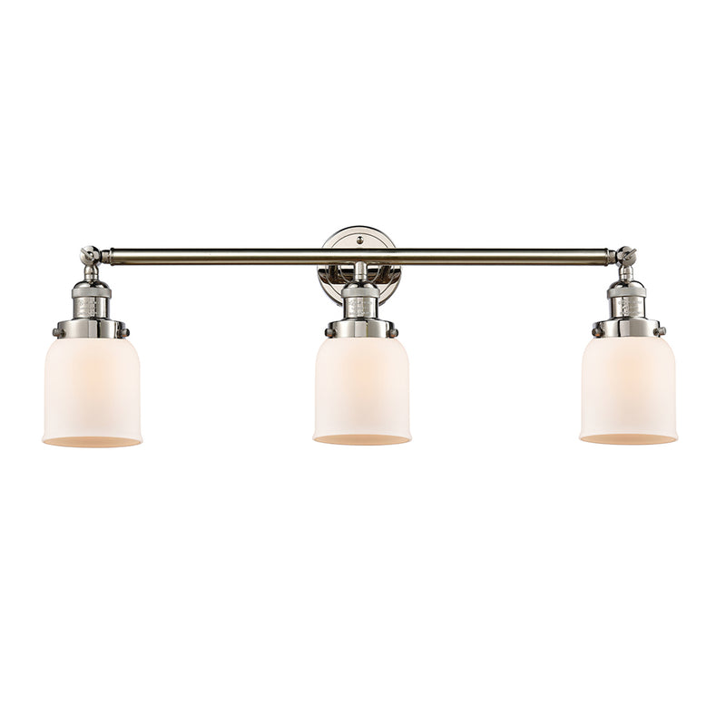Bell Bath Vanity Light shown in the Polished Nickel finish with a Matte White shade