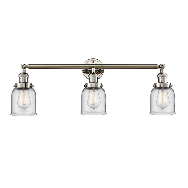 Bell Bath Vanity Light shown in the Polished Nickel finish with a Clear shade