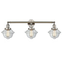 Oxford Bath Vanity Light shown in the Polished Nickel finish with a Clear shade