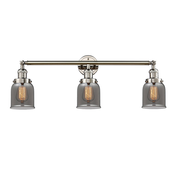 Bell Bath Vanity Light shown in the Polished Nickel finish with a Plated Smoke shade