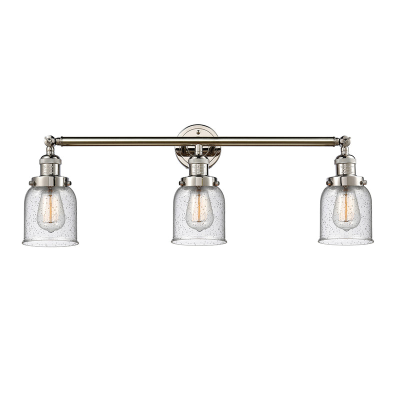 Bell Bath Vanity Light shown in the Polished Nickel finish with a Seedy shade