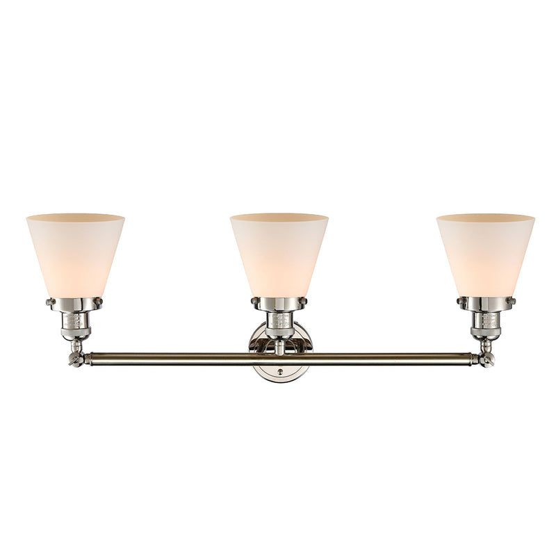 Innovations Lighting Small Cone 3 Light Bath Vanity Light Part Of The Franklin Restoration Collection 205-PN-G61-LED