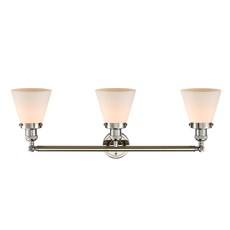 Innovations Lighting Small Cone 3 Light Bath Vanity Light Part Of The Franklin Restoration Collection 205-PN-G61