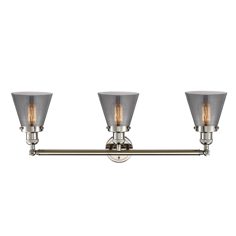 Innovations Lighting Small Cone 3 Light Bath Vanity Light Part Of The Franklin Restoration Collection 205-PN-G63