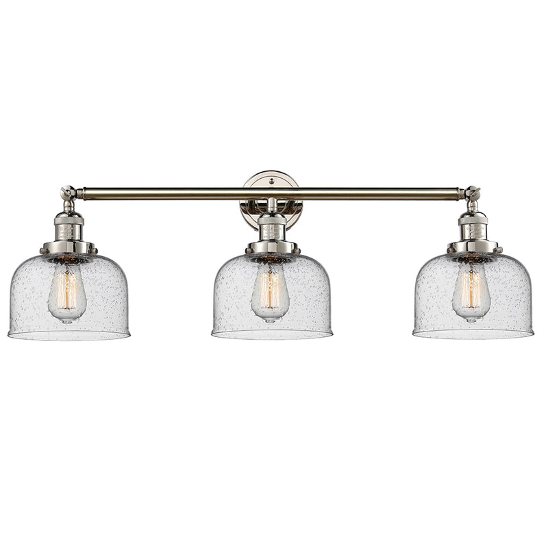 Bell Bath Vanity Light shown in the Polished Nickel finish with a Seedy shade