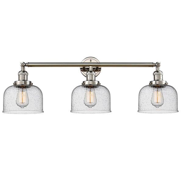 Bell Bath Vanity Light shown in the Polished Nickel finish with a Seedy shade