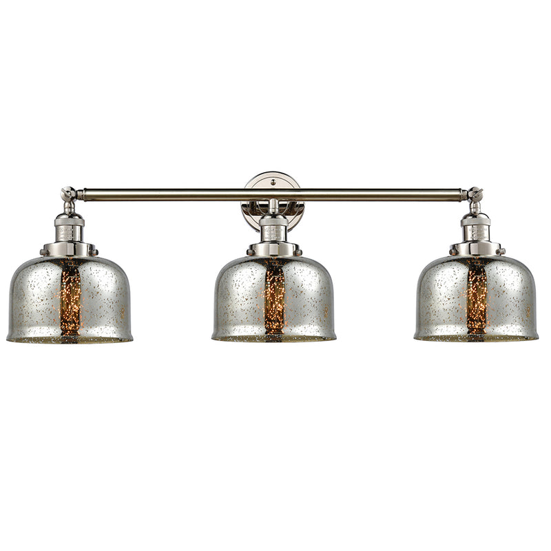 Bell Bath Vanity Light shown in the Polished Nickel finish with a Silver Plated Mercury shade