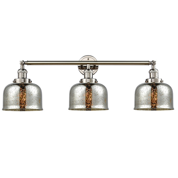 Bell Bath Vanity Light shown in the Polished Nickel finish with a Silver Plated Mercury shade