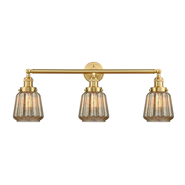 Chatham Bath Vanity Light shown in the Satin Gold finish with a Mercury shade