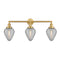 Geneseo Bath Vanity Light shown in the Satin Gold finish with a Clear Crackled shade