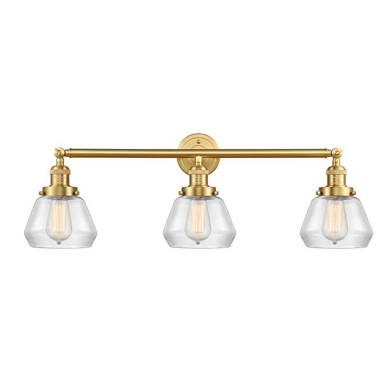 Fulton Bath Vanity Light shown in the Satin Gold finish with a Clear shade