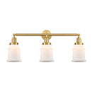 Canton Bath Vanity Light shown in the Satin Gold finish with a Matte White shade