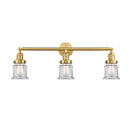 Canton Bath Vanity Light shown in the Satin Gold finish with a Clear shade