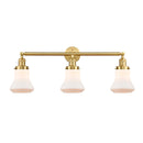 Bellmont Bath Vanity Light shown in the Satin Gold finish with a Matte White shade