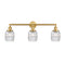 Colton Bath Vanity Light shown in the Satin Gold finish with a Clear Halophane shade