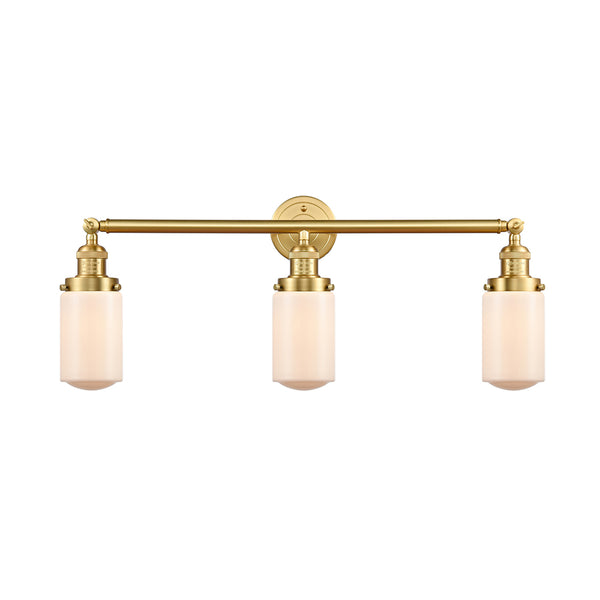 Dover Bath Vanity Light shown in the Satin Gold finish with a Matte White shade