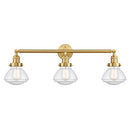 Olean Bath Vanity Light shown in the Satin Gold finish with a Seedy shade