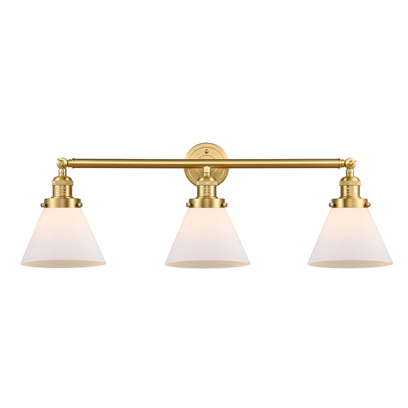 Cone Bath Vanity Light shown in the Satin Gold finish with a Matte White shade