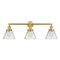 Cone Bath Vanity Light shown in the Satin Gold finish with a Clear shade