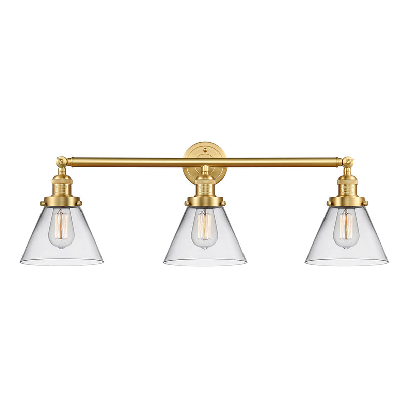 Cone Bath Vanity Light shown in the Satin Gold finish with a Clear shade