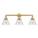 Cone Bath Vanity Light shown in the Satin Gold finish with a Seedy shade