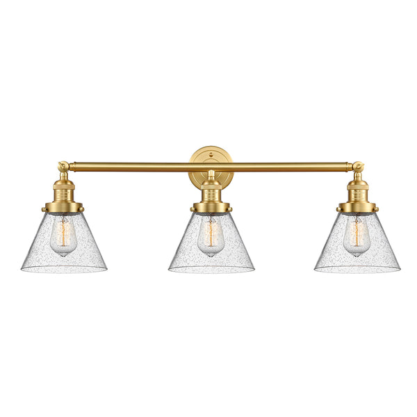 Cone Bath Vanity Light shown in the Satin Gold finish with a Seedy shade