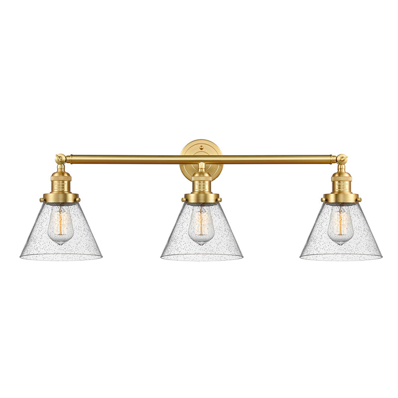 Cone Bath Vanity Light shown in the Satin Gold finish with a Seedy shade