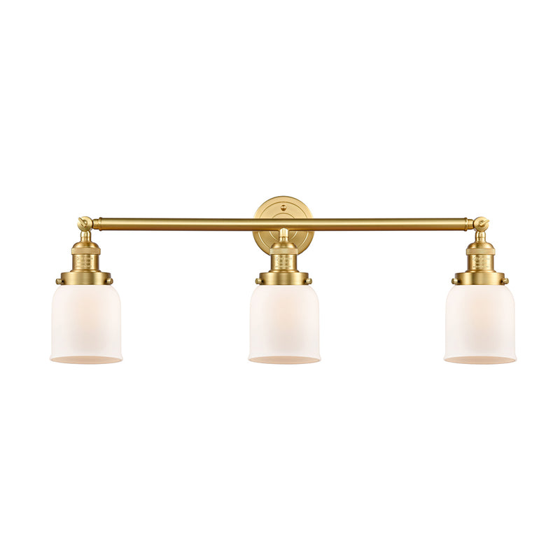 Bell Bath Vanity Light shown in the Satin Gold finish with a Matte White shade