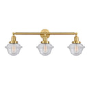 Oxford Bath Vanity Light shown in the Satin Gold finish with a Seedy shade