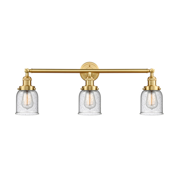 Bell Bath Vanity Light shown in the Satin Gold finish with a Seedy shade