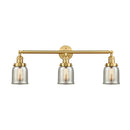 Bell Bath Vanity Light shown in the Satin Gold finish with a Silver Plated Mercury shade